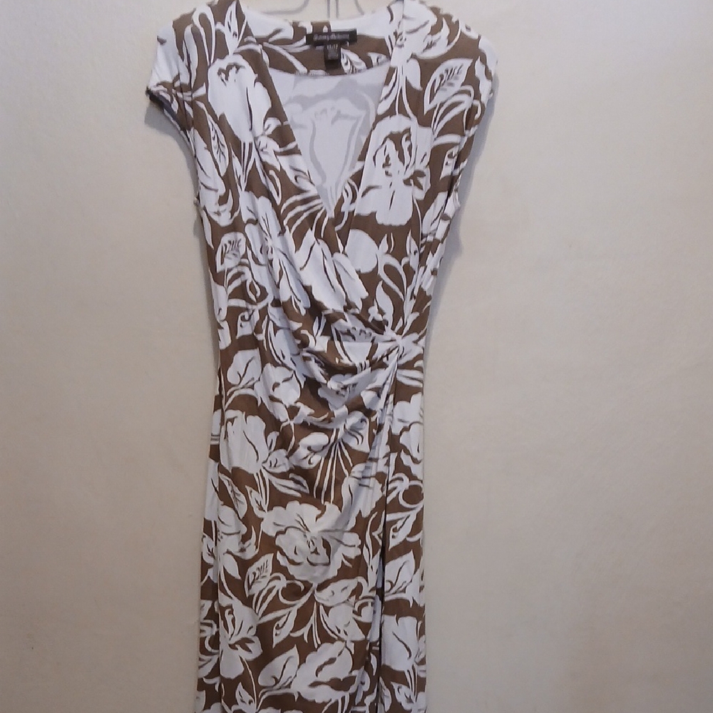 Floral Brown and White Dress